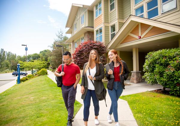 Students in front of VIU Student Housing