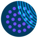 Purple circle with lighter purple dots and light blue lines